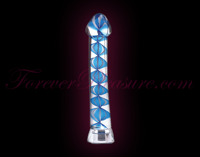 Blue-White LED Helix Glass Wand Blue-White LED Helix Glass Wand
