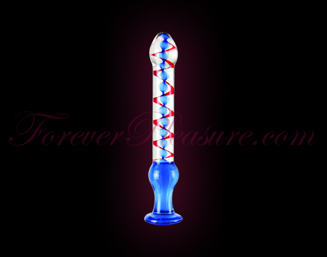 Icicles No.22 - Clear With Blue & Red Swirls