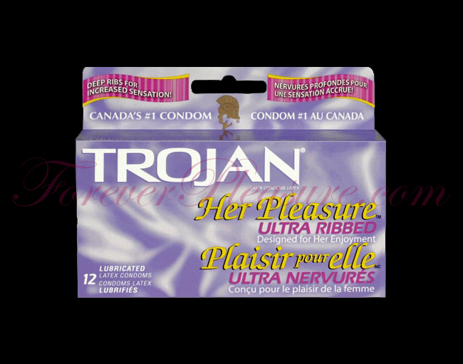 Trojan Her Pleasure Ultra Ribbed (12 Pack)